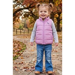 Puma Pink Puffer Vest Jacket Baby Toddler Girls Size 12 Months